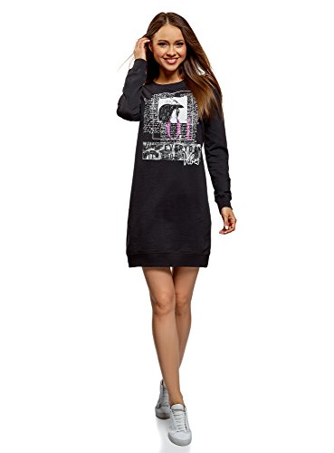 oodji Ultra Femme Robe de Sport avec Imprimé, Noir, FR 44 / XL