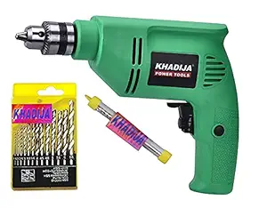 KHADIJA 400WATTS Reverse Forward Rotation drill Machine with Speed Regulator & 1Pc Ceramic Diamond Drill Bit 13pc HSS Drill Bits Sets