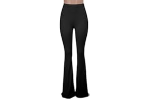Nuofengkudu Donna Lunga Pantaloni A Zampa Elasticizzati Vita Alta Tinta Unita Gamba Larga Leggings Snellenti Pantalone Bootcut Vintage Palazzo Flare Yoga Pants Casual Pigiama