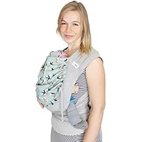 Madame Jordan Wrap Conversion Mei Tai 'Schwalben - Tragehilfe ab Geburt bis ca. 2 Jahre, Ergonomische Tragehilfe für Bauch, Rücken, Hüfte mit gepolsterten Hüftgurt