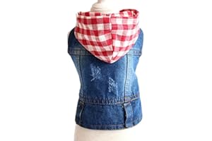 Ducomi Fonzie - Giacca di Jeans per Cane - Gilet in Denim per Cani di Taglia Piccola e Media - Effetto Vintage e Consumato - Taglie Disponibili dalla XS alla XXL (Check, XL)
