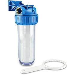 smardy HWF 100 Préfiltre Débit d'eau à 5000l/h avec support mural et clé filtre pour pompes - Lavable