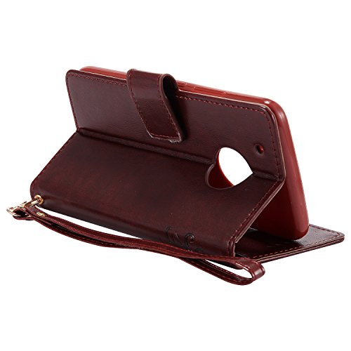 Guran   Luminoso Funda de Cuero Flip Case Cover para Lenovo Moto G5 Plus Smartphone con Funci  n de Soporte y Ranura para Tarjetas-marr  n