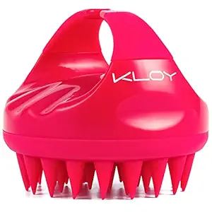 KLOY Hair Scalp Massager Shampoo Brush with Soft Silicone Bristles- Red
