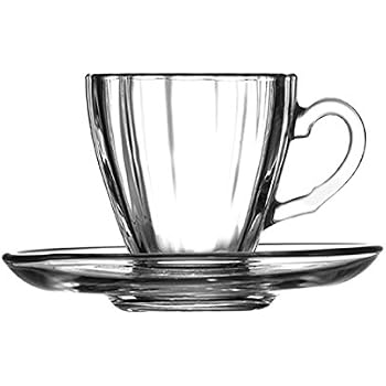 Servizio tazza cappuccino the in vetro Tribeca con piattino 2 pz