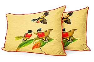 DreamVio Jute Fabric Printed Decorative Pillow/Throw/Cushion Covers for Living Room, Bed Room, Sofa,Chairs,Pillow Cases, Pillow Covers Set of 2, Size 12x18 Inches Style94