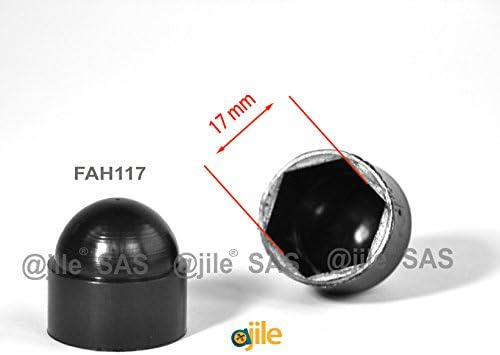 Ajile20 pieces - Snap on domed nut bolt cap, protective cover for M10, 17 mm nut - BLACK plastic - FAH117