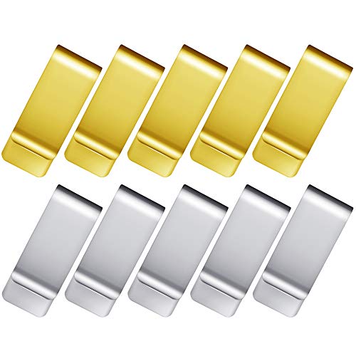 Preisvergleich Produktbild 10 Stücke Dünne Metall Geldscheinklammer Männer Geldscheinklammer Brieftasche für Bill Clips Karten Bargeld Halter Dokument Stift Fest (Silber und Gold)