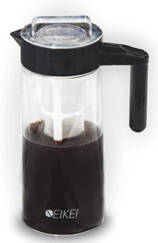 SEIKEI Cold Brew Coffee Maker for Iced Coffee, Tea, and Fruit Infused Water, Glass Pitcher with Coffee filter and Extra Fruit Infuser Filters, 44 Ounce Capacity
