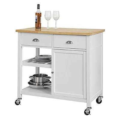 SoBuy® FKW62-WN Desserte Roulante Chariot de Cuisine de Service Armoire Meuble de Rangement Cusine sur roulettes L. 93 x l. 51 x H. 89 cm