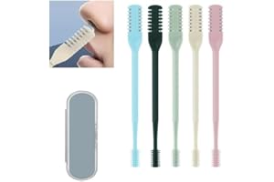 ZISWIN 2024 New 2-in-1 Nasal Hair Cutter, Nostril Hair Remover Tool, Double Sided Nose Hair Knife, Portable Manual 360° Rotating Nose Hair Trimmer with Ear Picker for Women Men (5 Colors, 5PCS)