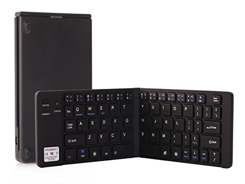 Preisvergleich Produktbild ADream Doppelte faltende Aluminiumlegierungs-Systeme allgemein faltendes drahtloses Bluetooth Keyboar (Schwarzes)