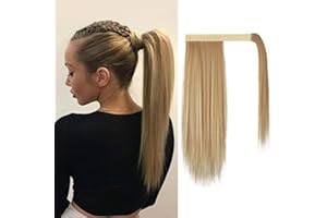 BARSDAR Postiza Coleta Pelo Natural, 35 cm Largo Extensiones Cola de Caballo Sintéticas Clip Postizos de Pelo Liso para Mujeres Chica