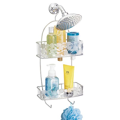 InterDesign 68576EU Pebblz Badezimmer-/Dusch-Caddy für Shampoo, Conditioner, Seife Edelstahl 26,04 x 11,43 x 55,88 cm, Silberfarben/Durchsichtig - 5