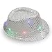 Produktbild ZHONGYU Glitzer blinkende Pailletten Jazz Cap, Blinkender Fedora Hut Weihnachtsparty Hut Bunte LED Leuchtende Tanzhut