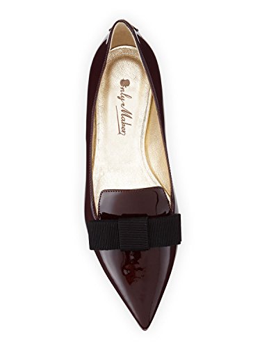 Onlymaker Ladies Women's Low Heel Pumps Flat Heel Shoes Pointed Toe Knot Decoration Big Size Handmade For Wedding Party Dress Shoes Coppy Leather Brown UK4