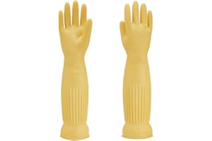 MIN-XL Guanto in gomma per lavastoviglie, impermeabile e resistente all'olio, adatto per la pulizia della cucina, lavaggio dei vestiti, pulizia della casa, lavaggio in lavastoviglie 45CM (Giallo, L)