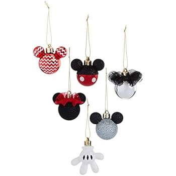 Licensed Disney Mickey Minnie Noël Boules Paquet De 64 Noël Suspendu Décorations Emballé Rouge Noir Paquet De 6 Taille Unique