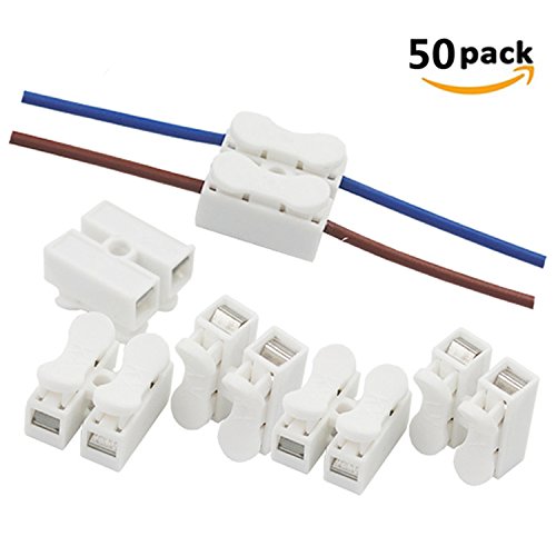 Preisvergleich Produktbild Dwe, gefederter CH-2 Kabelverbinder / Kabelklemme / Anschlussklemme, Anschlussmöglichkeit für LED-Beleuchtung, weiß