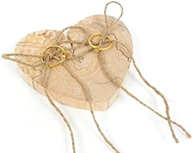 Rustic wedding ring holder, wooden heart wedding ring pillow hand-made crafted with natural local wood