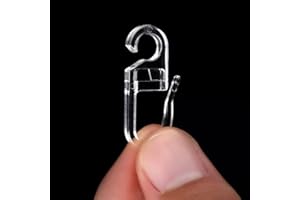 LBSAMP 200 Stück Überklipshaken mit 6mm Öse Transparent Gardinenhaken Faltenlegehaken für Gardinenringe | Gardinenhaken für Ringe | Vorhanghaken | Vorhangclipser | Haken Vorhang
