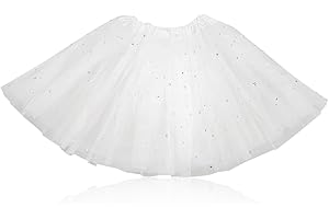GLADFRESIT Layered Tutu Skirt, Stretchable Tulle Skirt Ballet Dress Princess Fancy Costume for 3-8 Years Baby Girls Kids Toddler Party Performance White