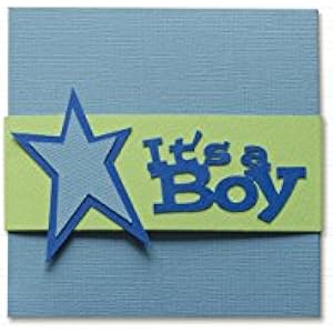 It’s a girl - hellblau - mit band - Grußkarte (12 x 12 cm) - handgemachte Karte - freier Raum nach innen