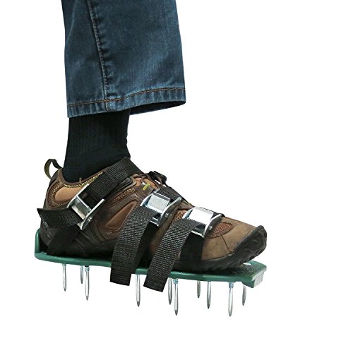 Preisvergleich Produktbild Rasenlüfter Schuhe, MroTech Rasenbelüfter Sandalen mit Spikes und Sichere Metallwölbungen 3 Längere Riemen Rasenlüfterschuh Nagel-Schuhe für Haus und Garten (Grün)