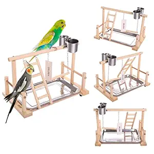 QBLEEV Birds Nest Stand Playground Climb Wooden Perches (Bird Stand(14.4