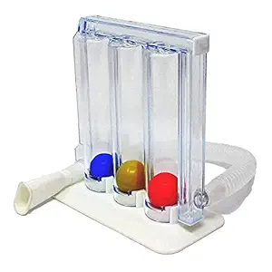 Single Person Use 3 Chamber Spirometer for Healthy Lungs - 3 Balls Spirometer- Washable and Reusable, White