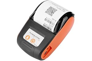 Diyeeni Impresora térmica móvil Bluetooth de 58 mm, Impresora portátil de Cuentas Personal inalámbrica con Papel para Impresora térmica y Estuche de Cuero para Regalo Android iOS Windows(Naranja)