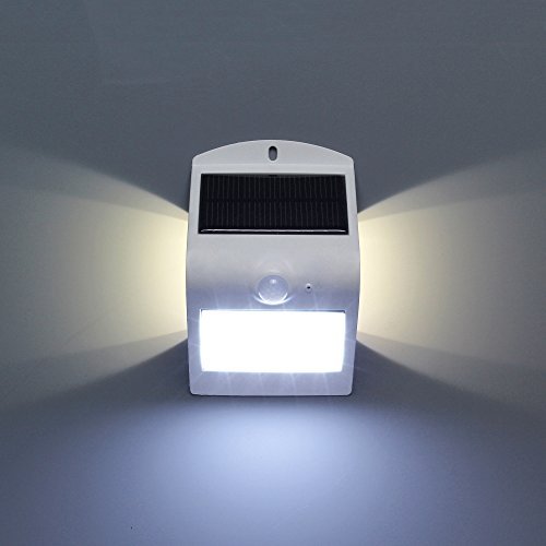 HonestEast Solarleuchte LED, 6000K Solarlampe Sicherheits mit bewegungsmelder solarleuchten garten led Außenwandleuchten solarlicht für Haus Zaun Garten Garage Schuppen Treppe Garten Deko (Silber) - 7