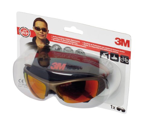 3M FX2RMC Fuel X2 Design-Schutzbrille für leichte Reparaturarbeiten, Antikratz- und Antibeschlagbeschichtung, rot verspiegelte Polycarbonatscheiben - 3