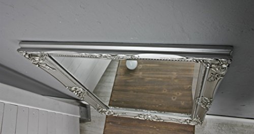 elbmöbel Wandspiegel Rechteckig in silber antik mit 82 x 62cm im Landhausstil mit Holzrahmen barock - 5