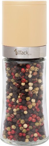 Pfeffermühle Salzmühle Gewürzmühle unbefüllt mit Keramik Mahlwerk in Geschenk Verpackung - 150ml - Höhe 16cm - beige weiss