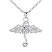 Produktbild Katylen Necklace Zirkon Kupfer Kabel Kette Anhänger Halskette Mode Silber Ornament Flügelform Weibliche Halskette, Silber-