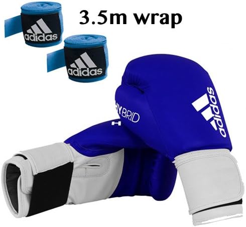 adidas Hybrid 100 Boxing Glove + Adidas 3.5m Wrap (Blue/White, 12oz)