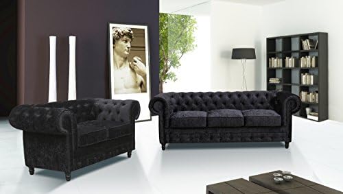 Lovesofas Camden Chesterfield 3 + 2 Seater Crushed Velvet Sofa Suite - Black