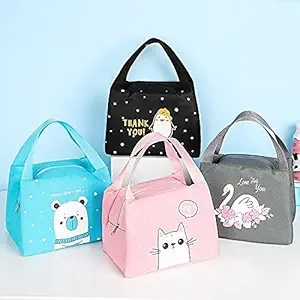 DROZIP Cartoon Print Portable Meal Bag for Kid Girl Boy The Adult Woman Man Reusable and Waterproof Insulated Portable Cool Bag (Multi Color)