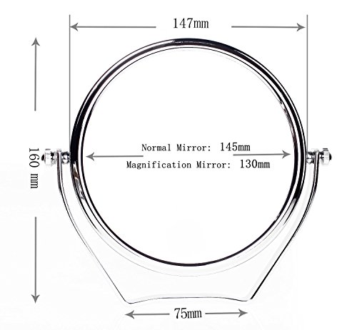 HIMRY Designed Kosmetik Spiegel / Kosmetikspiegel, 6 inch, 360° drehbar. 2 Spiegel: normal und 10 – fach Vergrößerung, 13 cm ø, verchromten, KXD3102-10x - 3