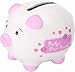 Suki Gifts International Baby's First Piggy Bank Ceramic Piggy Bank in Gift Box (Small, Pink/ White)