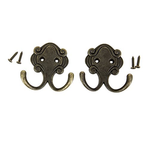 2x Montiert Retro Wand Messing Antik Doppelhaken Haken Hüte Mantel Handtuchhalter Kleiderhaken