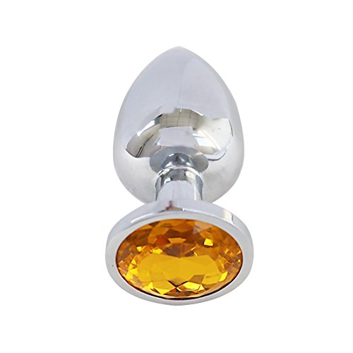 Book's Cover ofFEESHOW Anal Butt Plug Acier Inoxydable Diamant Faux Stimulus Sauvage Luxure Sex Toys Jaune Small
