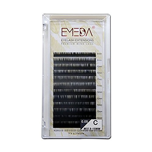 EMEDA qualité supérieure Extension de Cils C Curl Extensions de Cils Individuelle Cils Bande .05 Épaisseur Mix Longueur Cils 1 Plateau faux cils pour la Beauté (C 0.05 MIX)