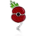Royal British Legion Glitter Poppy Lapel Pin with Jet Crystal Centre