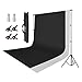 Price comparison product image UTEBIT Photography Backdrop Stand 2MH) x 2.8M(W+ Cotton Muslin White/Black Backdrops+ 4 Inch Background Clamp 4 Pack+ M10 Adapter + Carrying Bag for Photo Video Studio Shooting