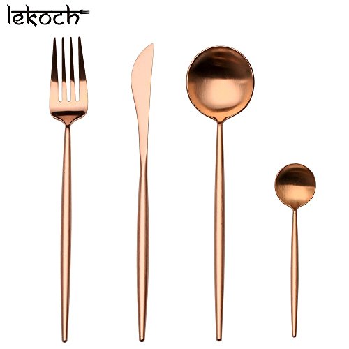 LEKOCH Bunte 4-teilig 18/10 Edelstahl Besteck Set (Rose Gold) - 7