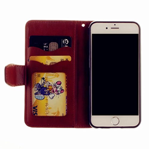 iPhone 6 Hülle, iPhone 6S Schutzhülle, MUTOUREN für iPhone 6 iphone 6S 4.7 Zoll Handyhülle Brieftasche Gürtelhändytasche Bookstyle Wallet Flip Case Lederhülle mit Standfunktion Kartenfach Magnetic lock Ultra dünn Wallet Case Geprägtes Muster Henna Indische Sonne Mandala Rraun + Stylus Pen - 5