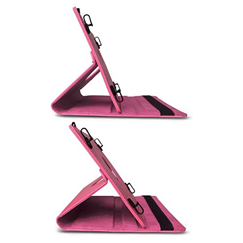 NAUC Tasche für Vodafone Smart Tab 4 / 4G Hülle Tablet Schutzhülle Farbauswahl Kunstleder Cover Case Schutztasche Stand 360° Drehbar Etui Zubehör , Farben:Pink - 5