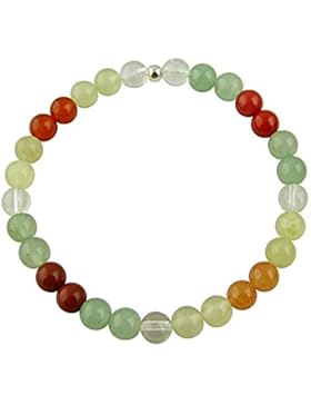 Sunsara Traumsteinshop Edelstein Sternzeichen Armband - Krebs, mit 925er Silber Perle, Heilsteinarmband, Stretcharmband...